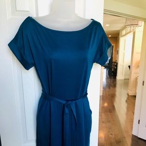 Teal boatneck pencil tshirt dress